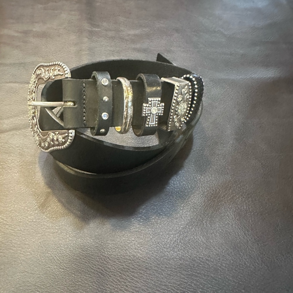 Black Embellished Women's Belt